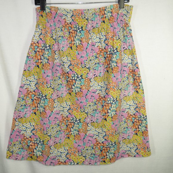 Women's Size Large Floral Retro A-Line Knee Length Skirt, Pockets - Picture 5 of 10